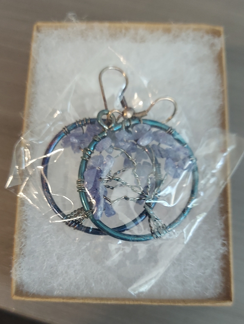 Amythest Purple Tree of Life Hoop Earrings - Women Jewelry